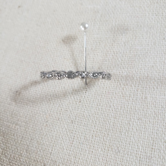 Sz 9 Sterling Silver & Diamond Thin Band Ring - Picture 3 of 6